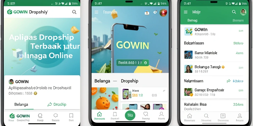 Tampilan antarmuka utama GOWIN untuk sistem Dropship yang mudah dipahami.