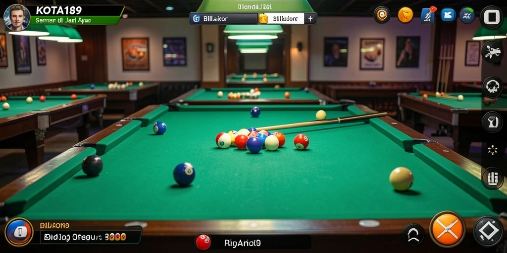 Antarmuka KOTA189 menampilkan meja billiard yang menakjubkan dan fitur menarik.