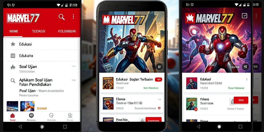 Tampilan utama MARVEL77 dengan fitur Soal Ujian yang interaktif.