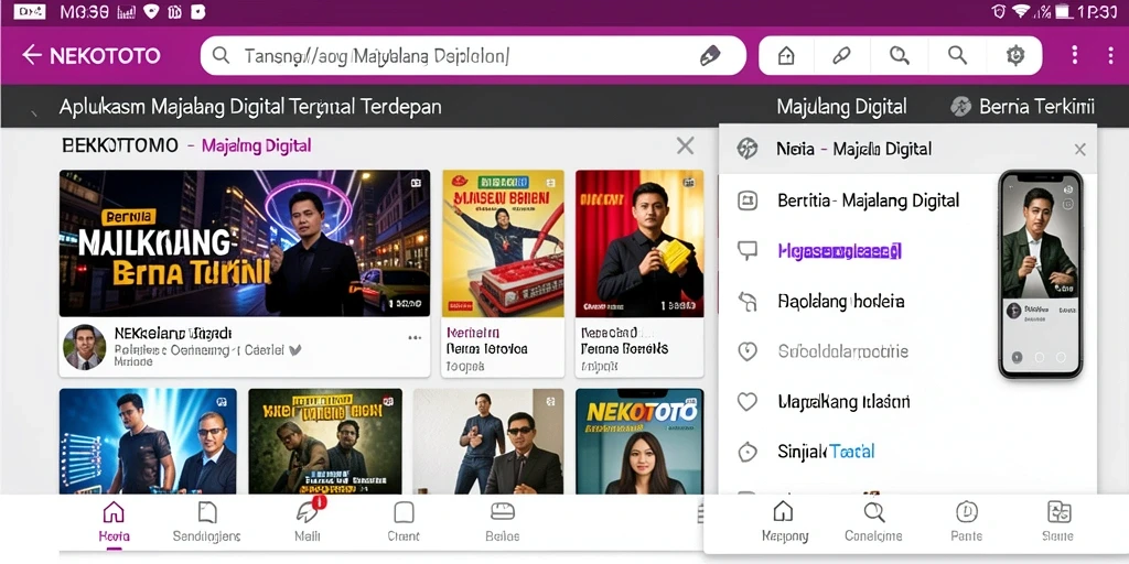 Tampilan antarmuka utama aplikasi NEKOTOTO untuk Majalah Digital.