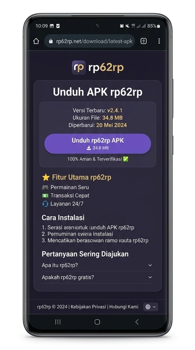 Tampilan halaman APK rp62rp