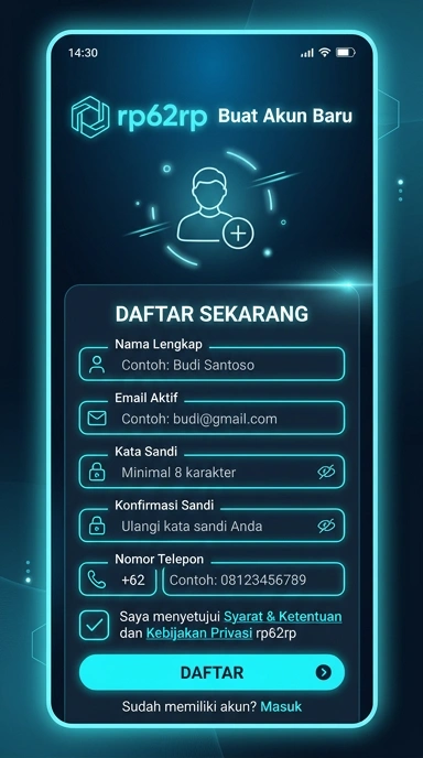 Tampilan halaman daftar rp62rp