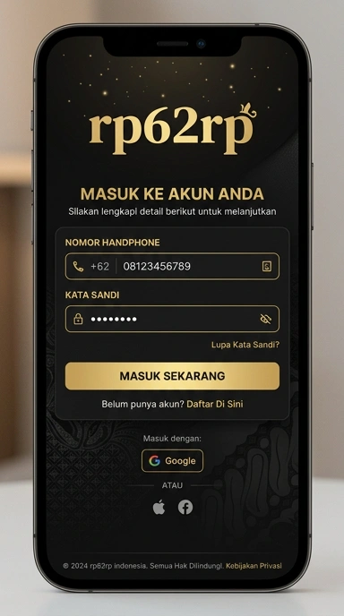 Tampilan halaman login rp62rp