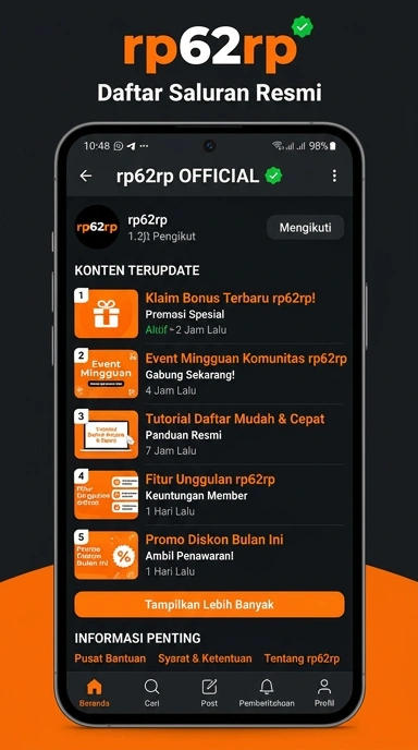 Tampilan kanal resmi rp62rp